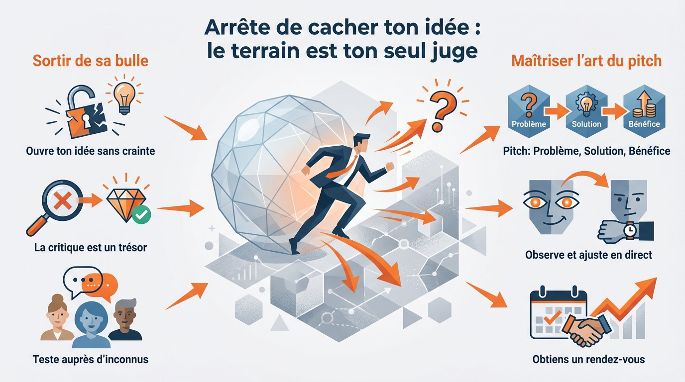 Entrepreneur testant son idée de business sur le terrain