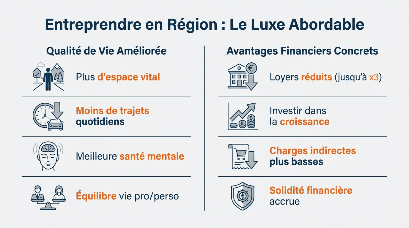 Entrepreneur profitant de l'espace en région pour son business