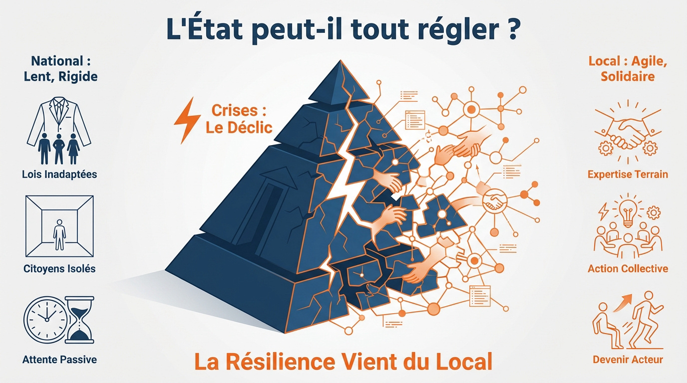 Comparaison entre la centralisation étatique et la résilience des initiatives locales