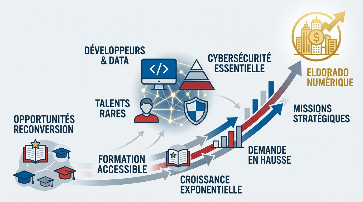 Illustration de la croissance et des opportunités dans le secteur du numérique