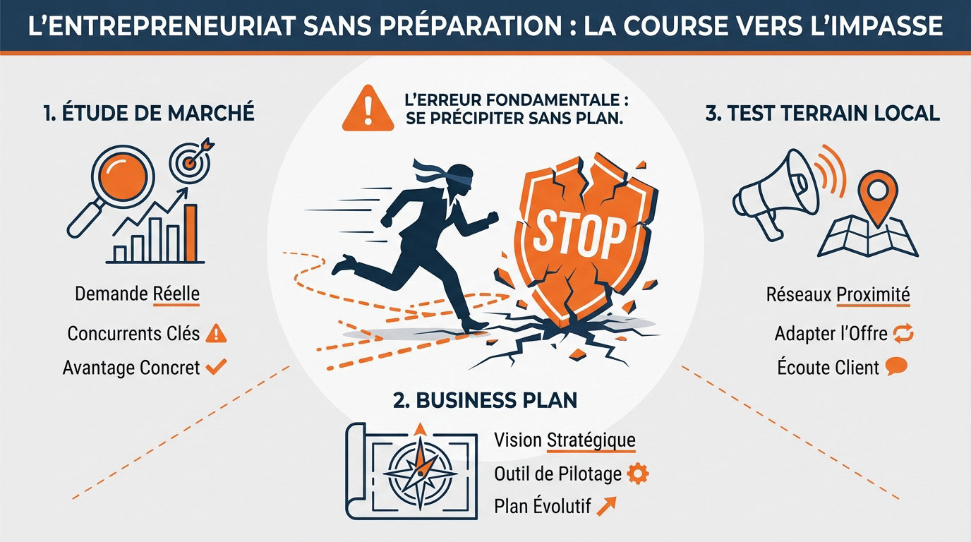 Entrepreneur face à un mur symbolisant l'absence de préparation stratégique