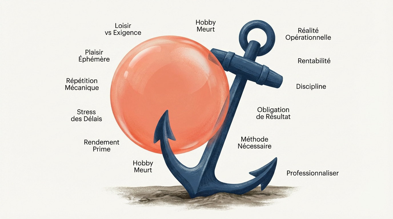 Comparaison entre la passion personnelle et les contraintes du métier au quotidien