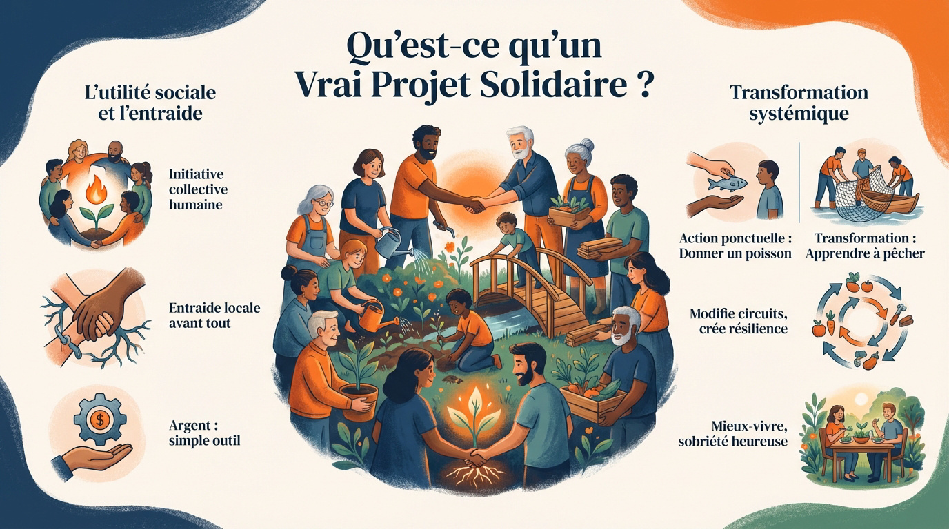 Mains unies illustrant l'entraide et l'économie sociale